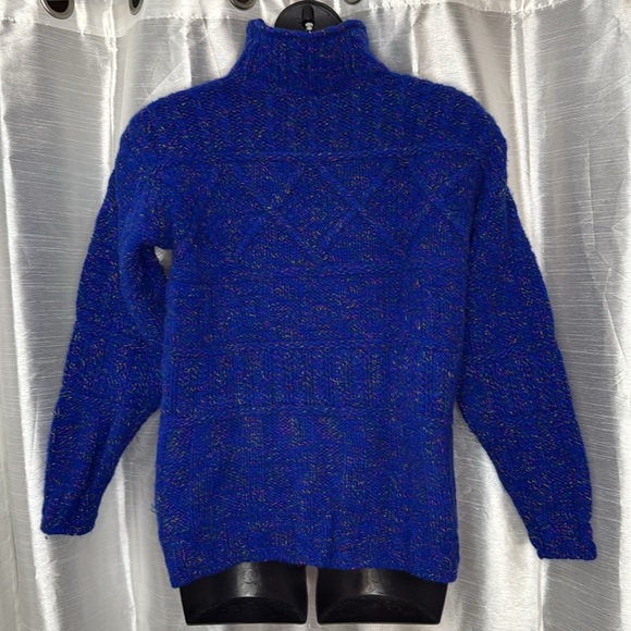Blarney Woollen Mills Vintage 80’s Wool Mock Turtleneck Men’s Cable Knit Sweater - Picture 5 of 7